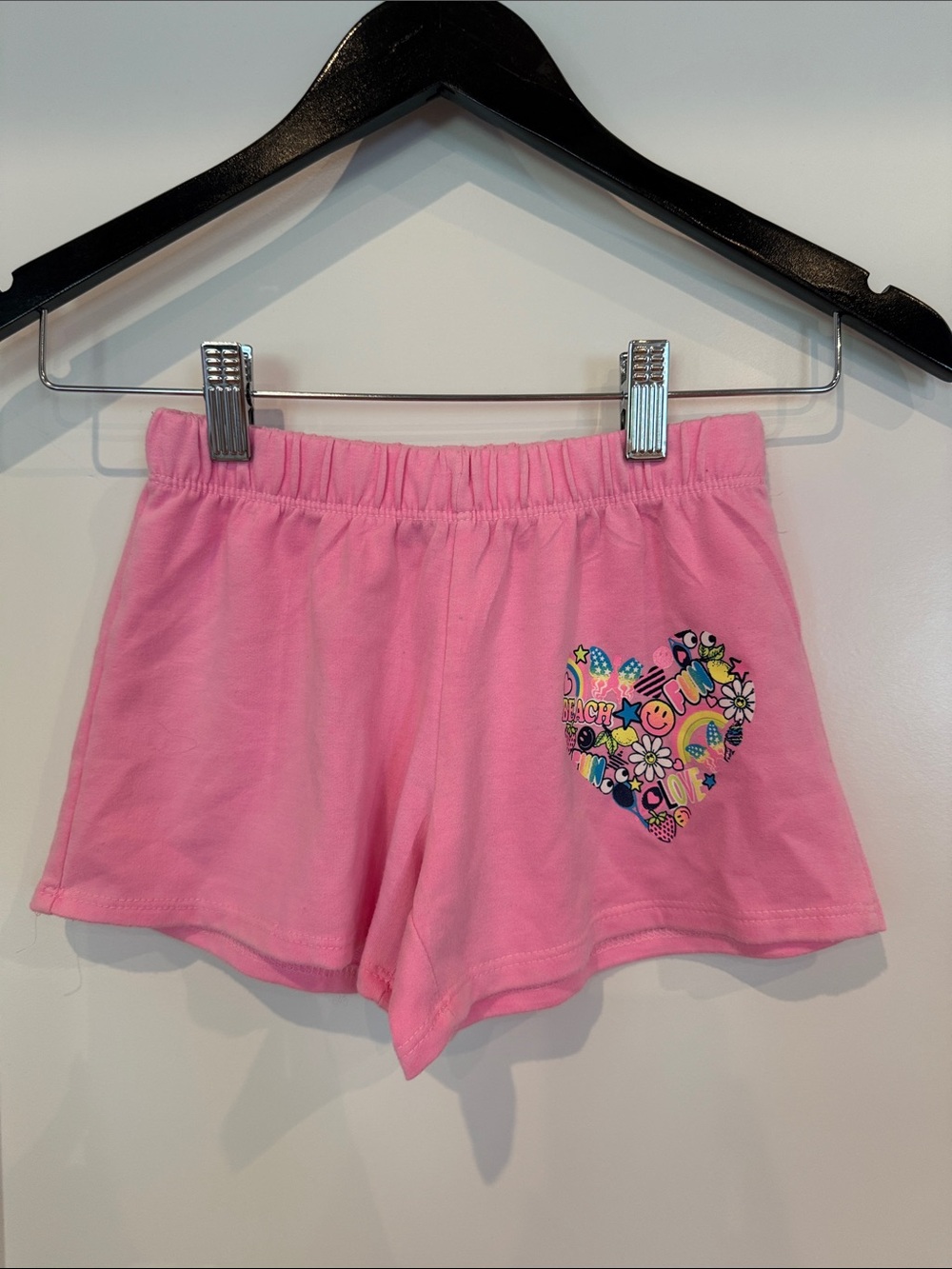 Girls' Pink Heart Graphic Cotton Shorts